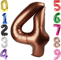 40 Inch Coffee Brown Number 4 Balloon, Giant 4 Number Balloons for 4th Birthday Decorations, Party Supplies for Baby Boy Girl, Coffee Brown Party Decor