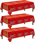 Childom 3 Pack Graduation Tablecloth,Graduation Decorations Class of 2026 Graduation Party Decorations,54"x108" Red and Gold Plastic Table Cloth Disposable Rectangle for Home,School,Party Supplies