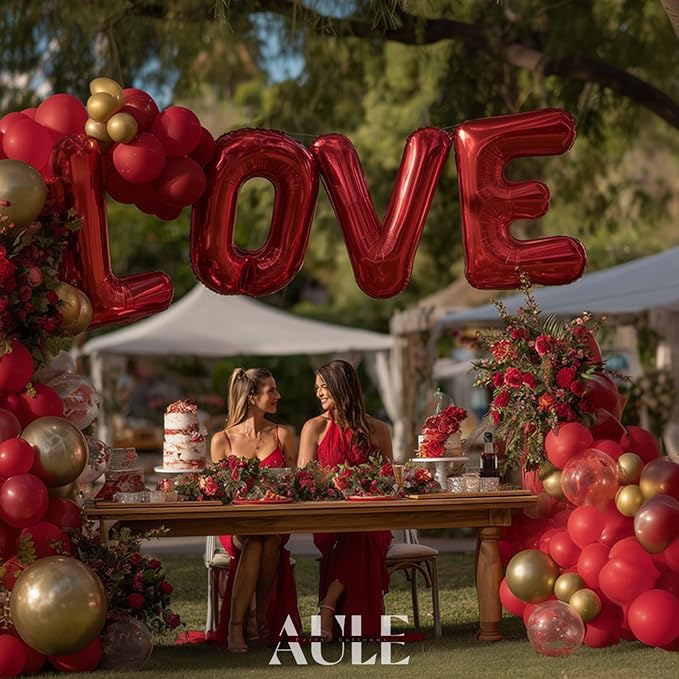 AULE red Letter Balloons L 40Inch Large Giant big Foil Mylar red L Balloon for Birthday Aniversary Party Decorations
