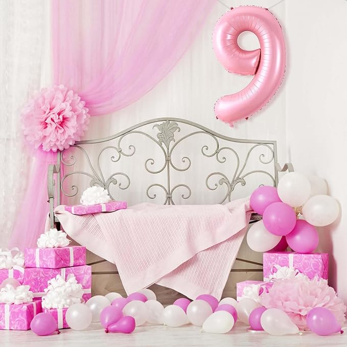 Number 9 Balloon 40 Inch Pink Number Balloon Foil Mylar Alphabet Balloon for Birthday Wedding Baby Shower Party Large Number Balloon