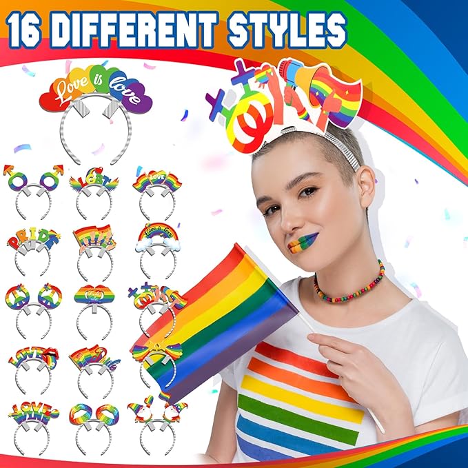 Blosssound 16 Pieces Rainbow Headbands Wild West Cowboy Party Favors Decorations for Western Birthday Party Supplies Accessories