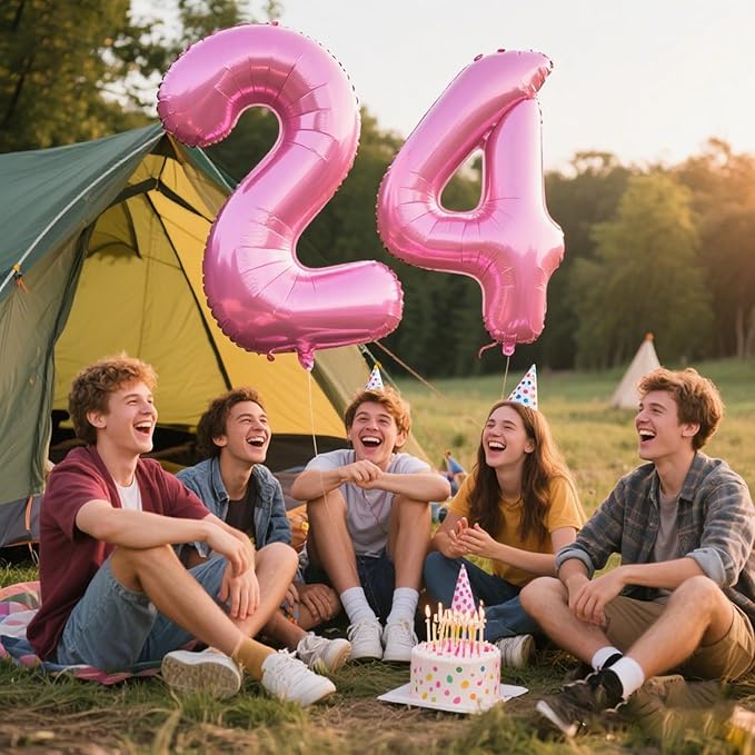 Pink Number 4 Balloon 40 Inch, Big Large Foil Helium Number Balloons,Jumbo Giant Mylar Self Inflating Number 0 Balloons for Birthday Party Decorations Supplies