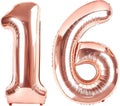 40 Inch Number Balloons, Rose Gold Balloons for Woman Man 16th Birthday Party Decoration, Foil Number 16 Ballon for 16, 61 Anniversary, Bridal Shower, Graduation, Wedding, Valentine's Day