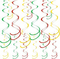 Colorful Ceiling Swirl Foil Decorations Hanging Plastic Streamer Themed Swirl Party for Christmas Carnival Celebration, Pack of 28 (Red, Green and Gold)
