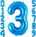Blue 3 Balloon Number,40 Inch Number 3 Balloon Big Blue 3 Foil Mylar Helium Balloon for Birthday Party Decorations