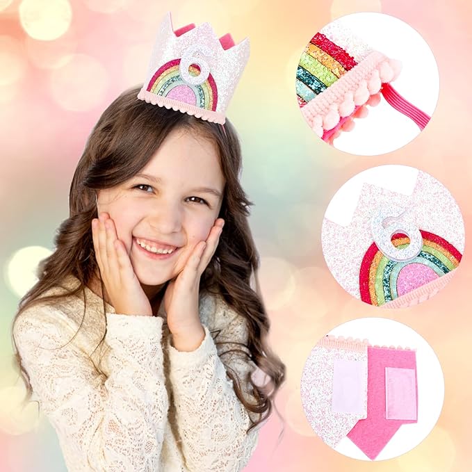 6 Year Old Girl's Rainbow Princess Tiara Birthday Crown, Party Accessories and Gifts