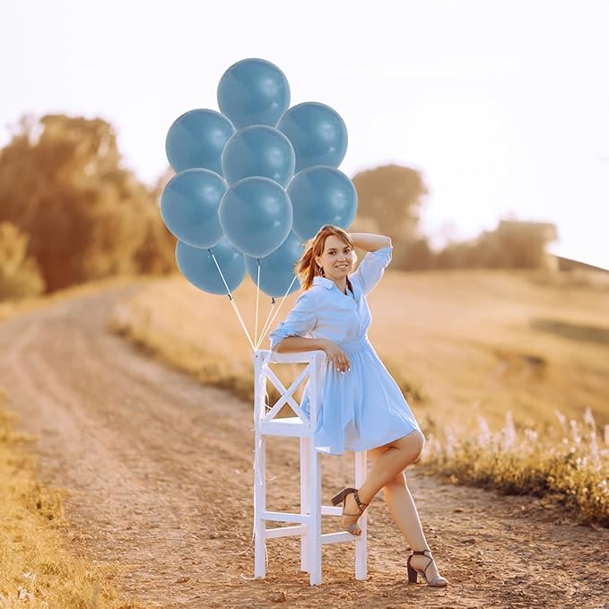 Slate Blue Balloons 5 Inch, 60Pcs Small Dusty Latex 5'' Mini Matte Retro Sea Helium for Birthday Boho Baptism Wedding Party Decorations