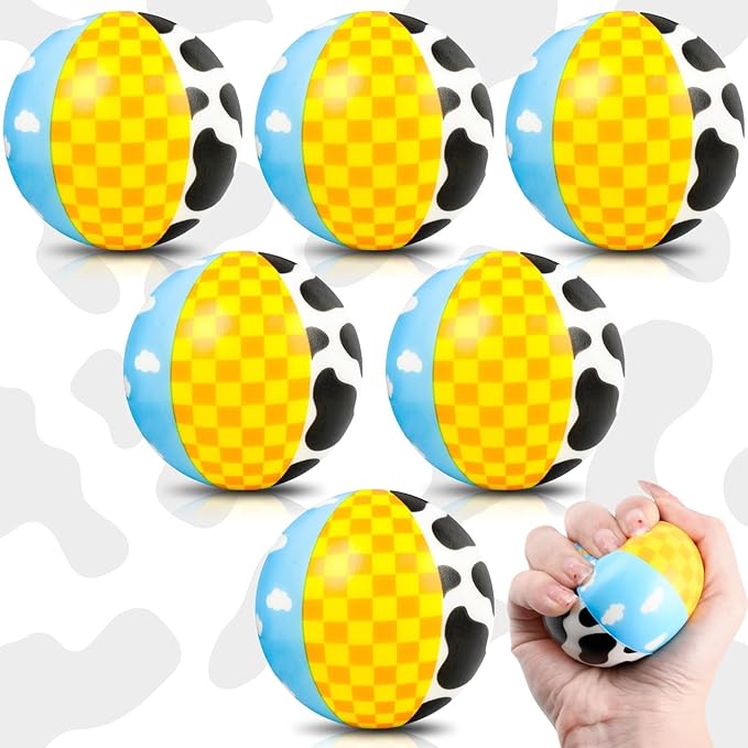 6 PCS Toy Inspire Game Party Stress Balls for Kids Party Favors, 2.48 Inch Anxiety Relief Fidget Sensory Toys, Toy Theme Squeeze Balls Bulk for Birthday Goodie Bags, Carnival Gifts & Classroom Prizes