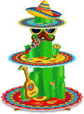Fiesta Party Decorations - 3 Tier Mexican Birthday Party Cupcake Stand & Topper - Cactus Fiesta Cupcake Holder Display - Cinco De Mayo & Baby Shower Supplies