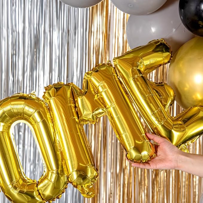 Restaurantware-Balloonify 16 Inch Letter Balloon, 1 Alphabet Party Balloon - Letter M, Self-Sealing, Gold Foil Mylar Finish, Hanging Loop, Decoration For Birthday, Wedding, Or Graduation