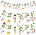 2PCS Flower Banner Reusable Wildflower Garland Floral for Spring Party Enchanted Garden Theme Picnic Wedding Baby Shower Birthday Tea Party Christmas Valentine's Day Supplies Home Decorations