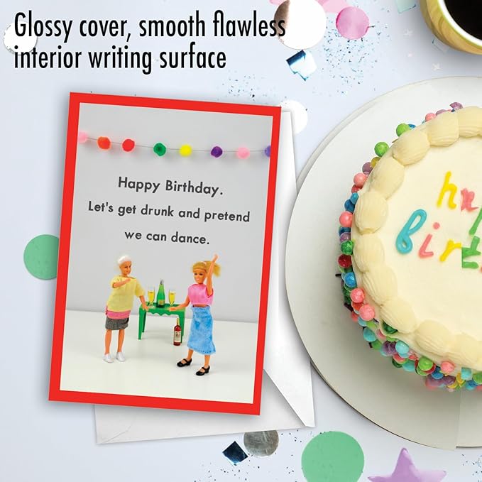 NobleWorks - 1 Funny Happy Birthday Notecard - Humor Greeting Card with Envelope - Pretend to Dance C3341BDG