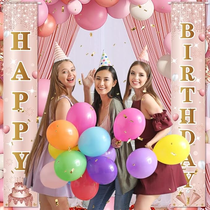 Birthday Decorations Banner, Happy Birthday Door Sign for Men Women Boys Girls Ideal Birthday Decorations Party Supplies Outdoor Indoor 72 x 12 Inch