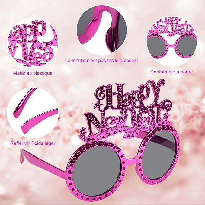 4 Pack Happy New Year Eyeglasses Fancy New Year Party Glasses Funny Sunglasses Eyewear
