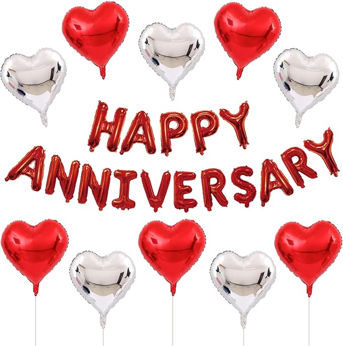 Anniversary Balloons Happy Anniversary Balloon Combination Happy Party Decoration Wedding Decoration (Red suit)