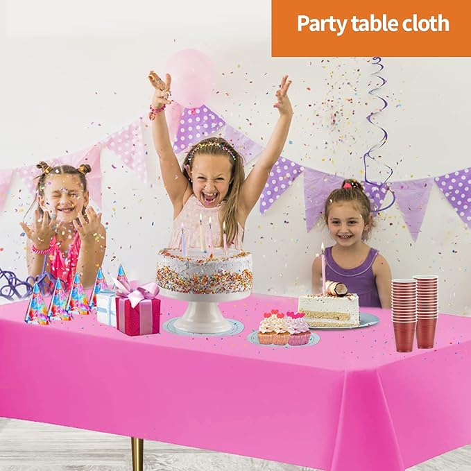 Pink Disposable Plastic Tablecloth for Rectangle Tables (48 Pack) Premium Decorative Table Cloths for Parties, Events & Weddings, Indoors & Outdoors, 54 x 108 inches