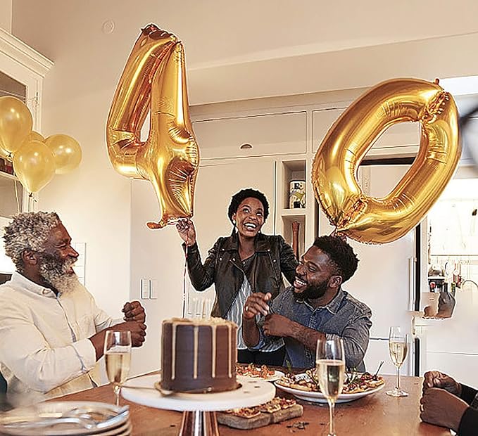 Giant Gold Number 40 Balloons, 40 Inch Jumbo Number 40, Large Foil Mylar Balloons for Girls Women 40th Birthday Party Decorations, 40 Anniversary Events Decorations
