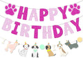 Dog Themed Puppy Paw Hot Pink Glitter Happy Birthday Party Banner for Girls & Women DIY Party Supplies (Glitter Paw Banner)