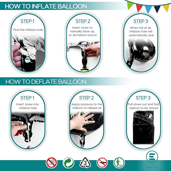 40 Inch Large Black Number Celebration and Decoration Balloon for Birthday Parties, Graduations, Anniversaries, Weddings, Photo Shoots, Special Events - Helium Foil Mylar (Black Number 9)