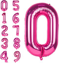 Number 0 Balloons 40 Inch Large Helium Foil Mylar Balloons For Birthdays Party Decorations/Wedding/Anniversary/Graduations/Baby Shower (Rose red)
