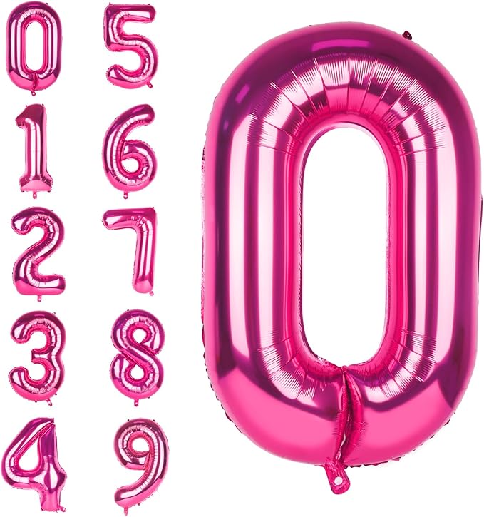 Number 0 Balloons 40 Inch Large Helium Foil Mylar Balloons For Birthdays Party Decorations/Wedding/Anniversary/Graduations/Baby Shower (Rose red)
