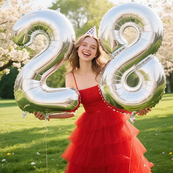 40 Inch Silver 8 Number Balloons Jumbo Mylar Foil Helium Balloon for 18 28 38 Birthday Digital Silver 80th Birthday Anniversary Party Decorations Supplies