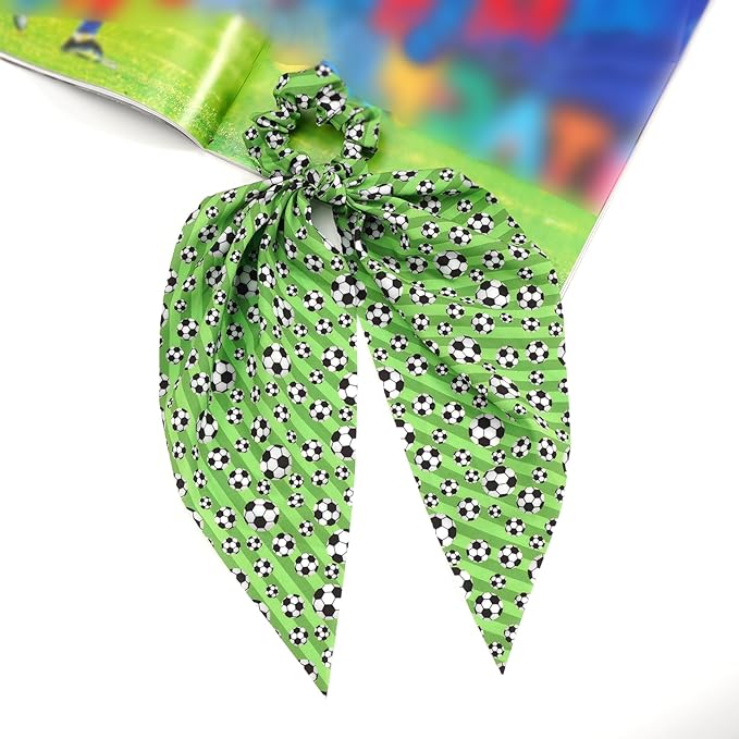 Soccer Hair Ties Game Day Football Ribbon Hair Ties Elastic Bands Hair Scrunchies Ponytail Holders Sport Hair Accessories for Girls Women Players Coaches Teams Gifts