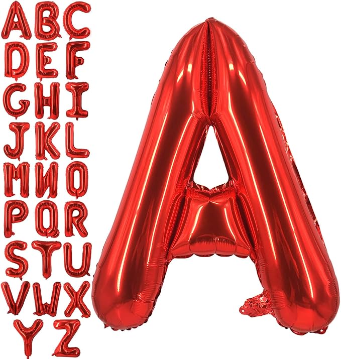 Lovoir 40 Inch Large Red Letter A Balloons Big Size Jumbo Mylar Foil Helium Balloon for Birthday Party Celebration Decorations Alphabet Red A