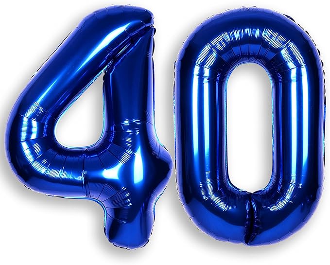 40Inch Navy Blue Number 40 Balloon Large Helium Royal Blue Number Balloons 0-9 Giant Digital 40th Foil Mylar Big Party Balloon for Boy Birthday Party Anniversary Graduation Decorations