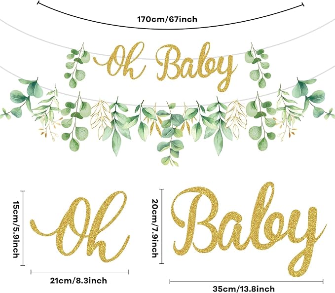 Greenery Baby Shower Banner Eucalyptus Leaves Oh Baby Tablecloth for Kids Green Eucalyptus Sign Welcome Oh Baby Table Cover Welcome Baby Shower Eucalyptus Birthday Gender Neutral Party Decoration