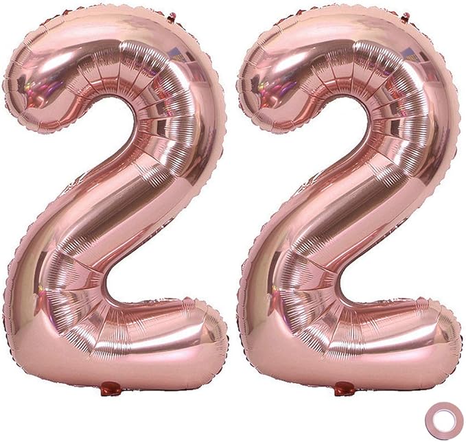 Juland Rose Gold Number Balloons Large Foil Mylar Balloons 40 Inch Giant Jumbo Number Balloons XXL for Birthday Party Decorations – 22