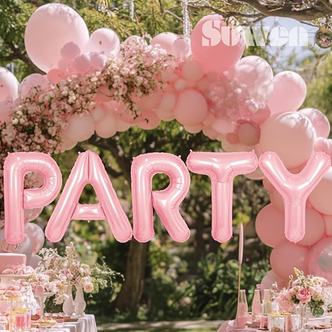 SUWEN 40 Inch Pink Large O Letter Balloons Big Foil Helium Letter Balloons A-Z Jumbo Mylar Happy Birthday Party Decorations for Girl Anniversary Party Supplies