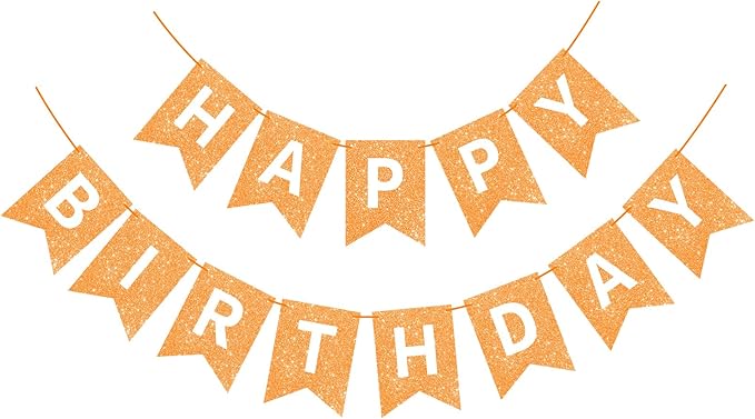 Orange Happy Birthday Banner Birthday Sign for Backdrop Happy Birthday Garland for Kids Girls Women Orange Birthday Tea Party Decorations Bunting Banner Birthday Party Supplies