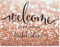 Andaz Press Personalized Wedding Party Signs, Glitzy Rose Gold Glitter, 8.5x11-inch, Welcome to Madison's Bridal Shower Sign, 1-Pack, Bokeh Colored Party Supplies, Custom Made Any Name