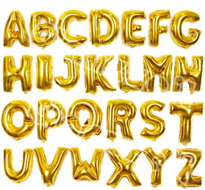 Glanzzeit 16 Inch Gold Balloons Decor Letters A to Z Numbers 0 to 9 for Wedding Prom Birthday Party (Letter V)