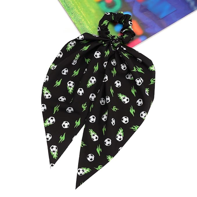 Soccer Hair Ties Game Day Football Ribbon Hair Ties Elastic Bands Hair Scrunchies Ponytail Holders Sport Hair Accessories for Girls Women Players Coaches Teams Gifts