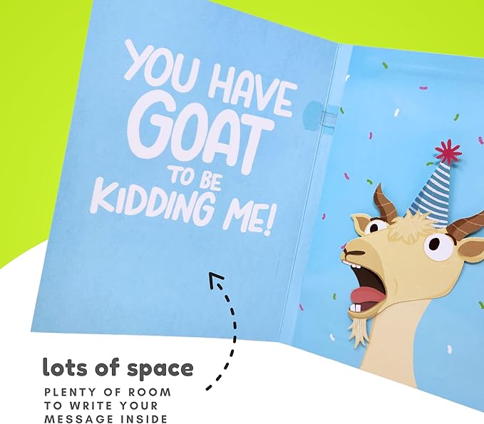 Good Egg Greetings Screaming Goat Birthday Card - Funny Birthday Card for Men Women Kids - Screaming Goat Meme Sound and Shaking Head Motion Bday Greeting Cards 5.25 x 8.18 Inch