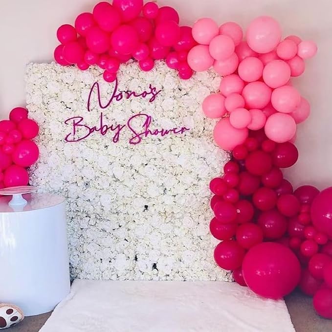 Magenta and Hot Pink Balloon Arch Kit, Metallic Magenta and Hot Pink Balloon Garland Kit, Rose Red Chrome Balloons Different Sizes for Bachelorette Party Birthday Wedding Party Decorations