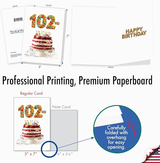 NobleWorks - Milestone Birthday Greeting Card with Envelope (4.63 x 6.75 Inch) - Big Day 102 C2765MBG