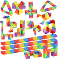 GOLDGE 24 Pack Mini Fidget Snake Cube Puzzle Toys - Party Favors & Goodie Bag Fillers for Kids & Teens - Rainbow Colors - Bulk Birthday & Back to School Gifts - Stocking Stuffers