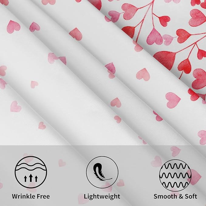 Valentine's Day Round Tablecloth 60 Inch Heart Pattern Circle Table Cloth Pink and White Table Cover Washable Polyester Indoor Decorations for Home Kitchen Dinning Party