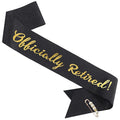 Officially Retired Elegance Sash - Retirement Sash for Both Women and Men with Pearl Safety Pin. Perfect for Retirement Parties, Events, and Thoughtful Novelty Gifts (2 Black, Large)