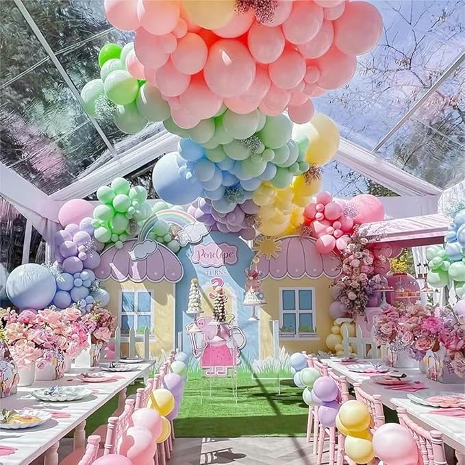 Pastel Balloon Garland Arch Kit 146Pcs Macaron Pink Blue White Yellow Latex Balloons Different Sizes 18 12 10 5 Inch for Gender Reveal Baby Shower Wedding Birthday Party Decoration