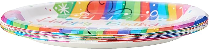 Multicolor Rainbow Ribbons Dinner Paper Plates - 9" (8 Count), Eye-catching & Eco-friendly - Perfect For Birthday Celebrations
