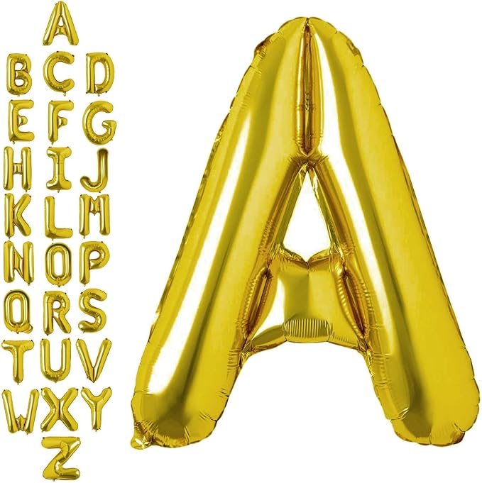 40 Inch Gold Letter A Balloons, DIY Phrase Foil Alphabet Letter A Balloons DIY Word A Banner for Birthday Anniversary Celebration Graduation Party Supplies Decoration