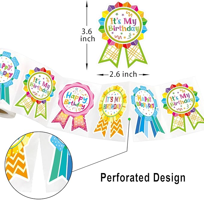 Fancy Land Happy Birthday Badge Stickers for Kids It's My Birthday Stickers Home Classroom Party Decoration 200 Pcs Pastel