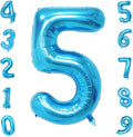 Blue 40 Inch Number 5 Balloon, Mylar Foil Balloon for Birthdays, Anniversaries, Graduation, Party Decoration