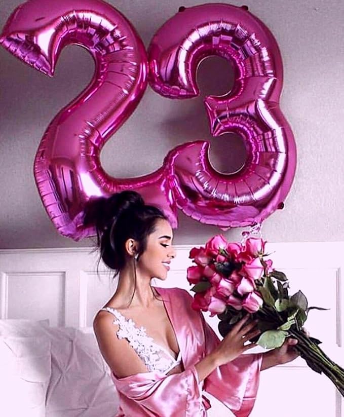 Large 40 Inch Rosy Purple 3 Number Balloon, 3 13 23 30 33 36 38 Rosy Purple Birthday Party Decorations, Numbers Three Foil Balloons for Anniversary Party Graduations Celebration Supplies