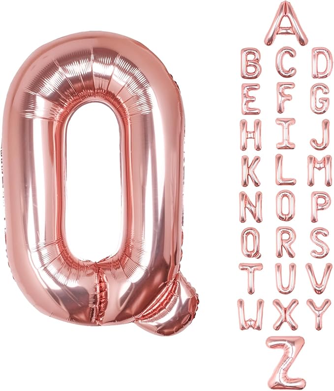 Letter Balloons 40Inch Large Giant big Foil Mylar Rose Gold Balloons Q for Birthday Party Decorations