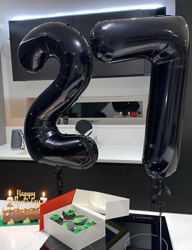 Black Number 7 Balloons – 40 Inch Giant Foil Number Balloon, Black Number Balloon for Men Women Boys Girls Birthday Graduation Anniversary Party Decorations